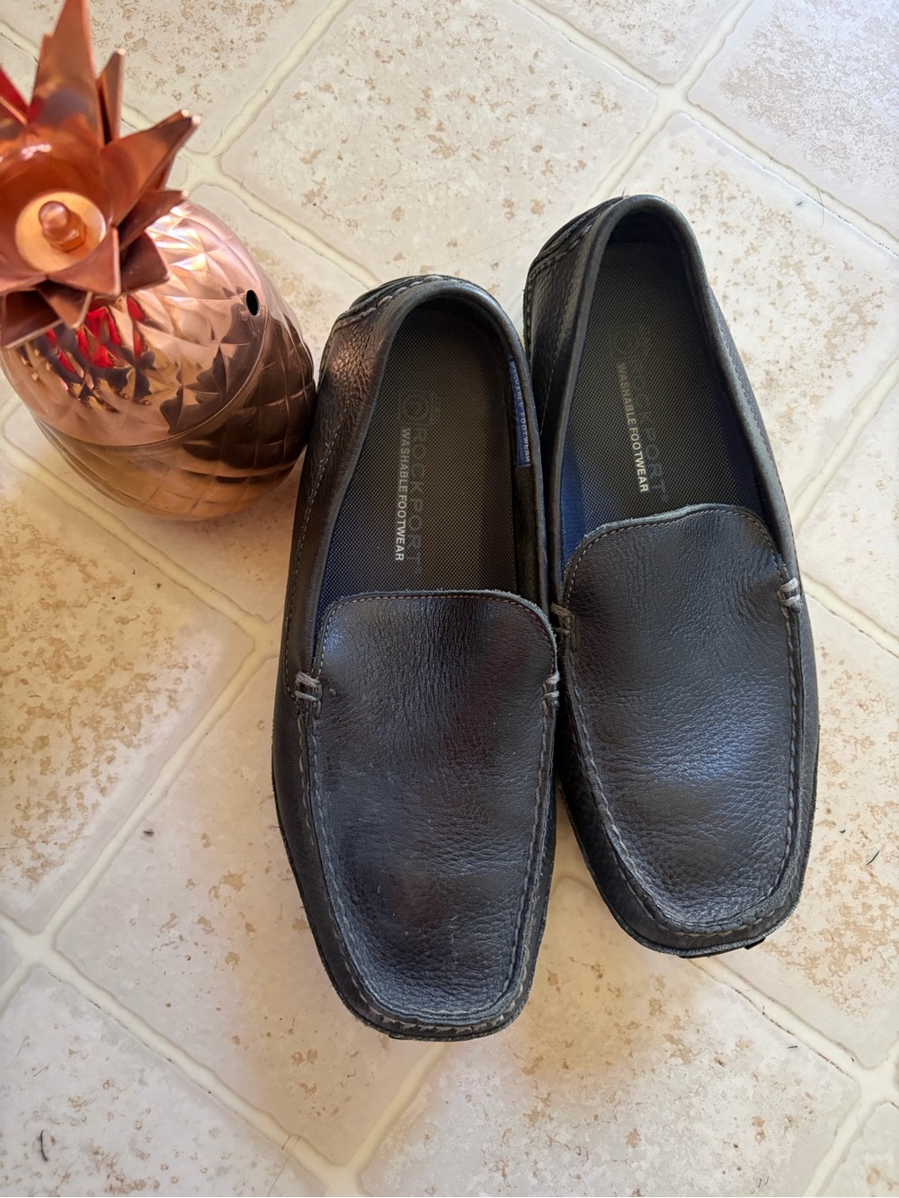 Rockport Black Leather Slip-On Loafers mocacin veneciano